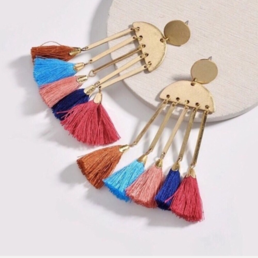 ✨ MAKE OFFER ✨ MULTI COLOR TASSEL STATEMENT EARRINGS